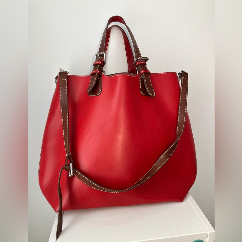 Nardelli Red Leather Tote Bag - Made in Italy